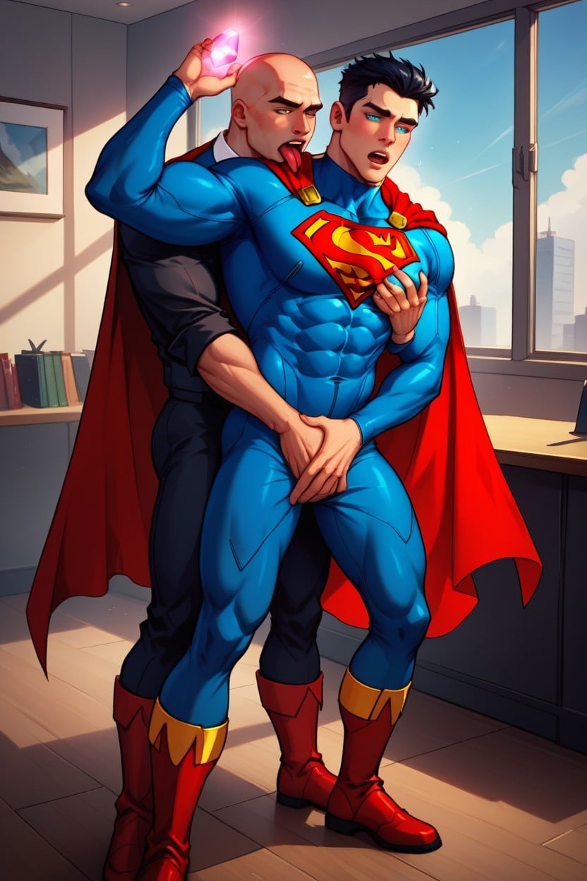 Red Cape, Hold Head, White Man AI Gay Porn