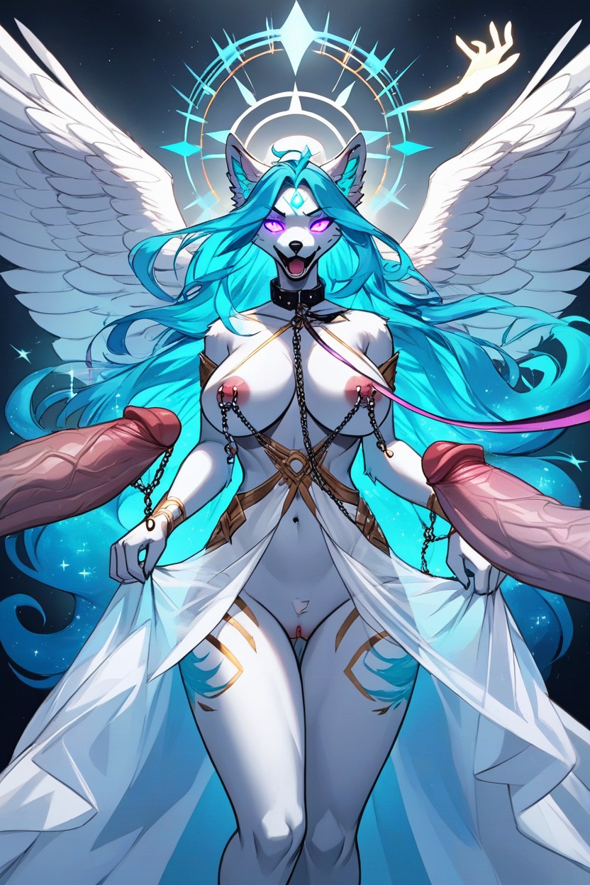 烤肉架, Goddess, Glowing White And Teal Orbs AI獸人黃片