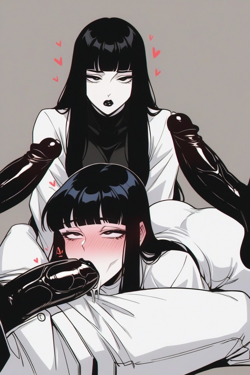 Full-face Blush, Large Ass, Interracial Hentai AI Porn
