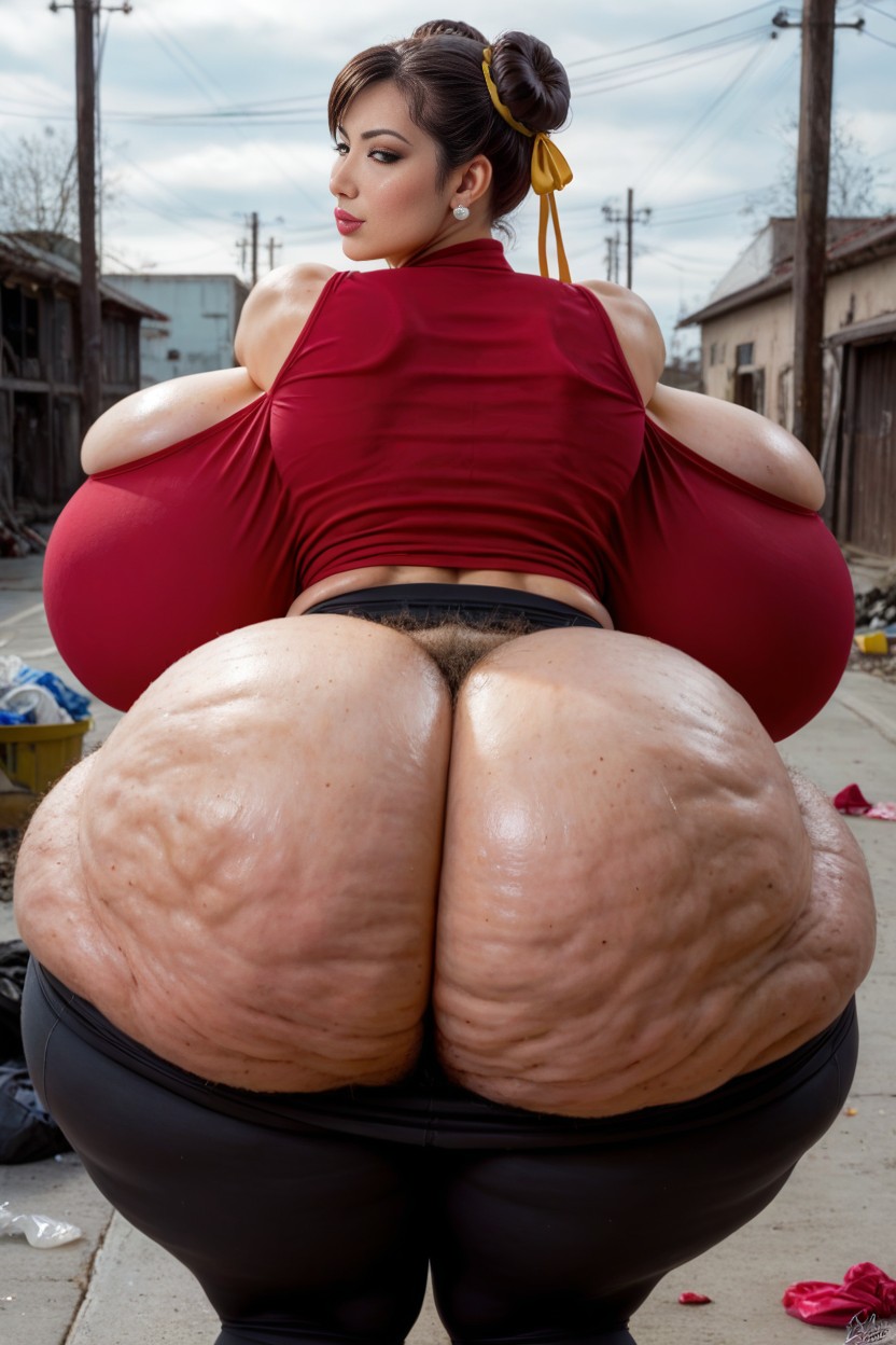 Ripped Clothes, Cellulite Light, Extremely Hairy Stomach AI Porn