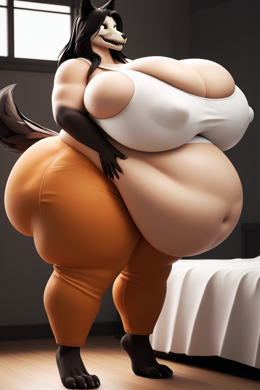Full Body, Extremely Obese Ass, Hyper Ass Furry AI Porn