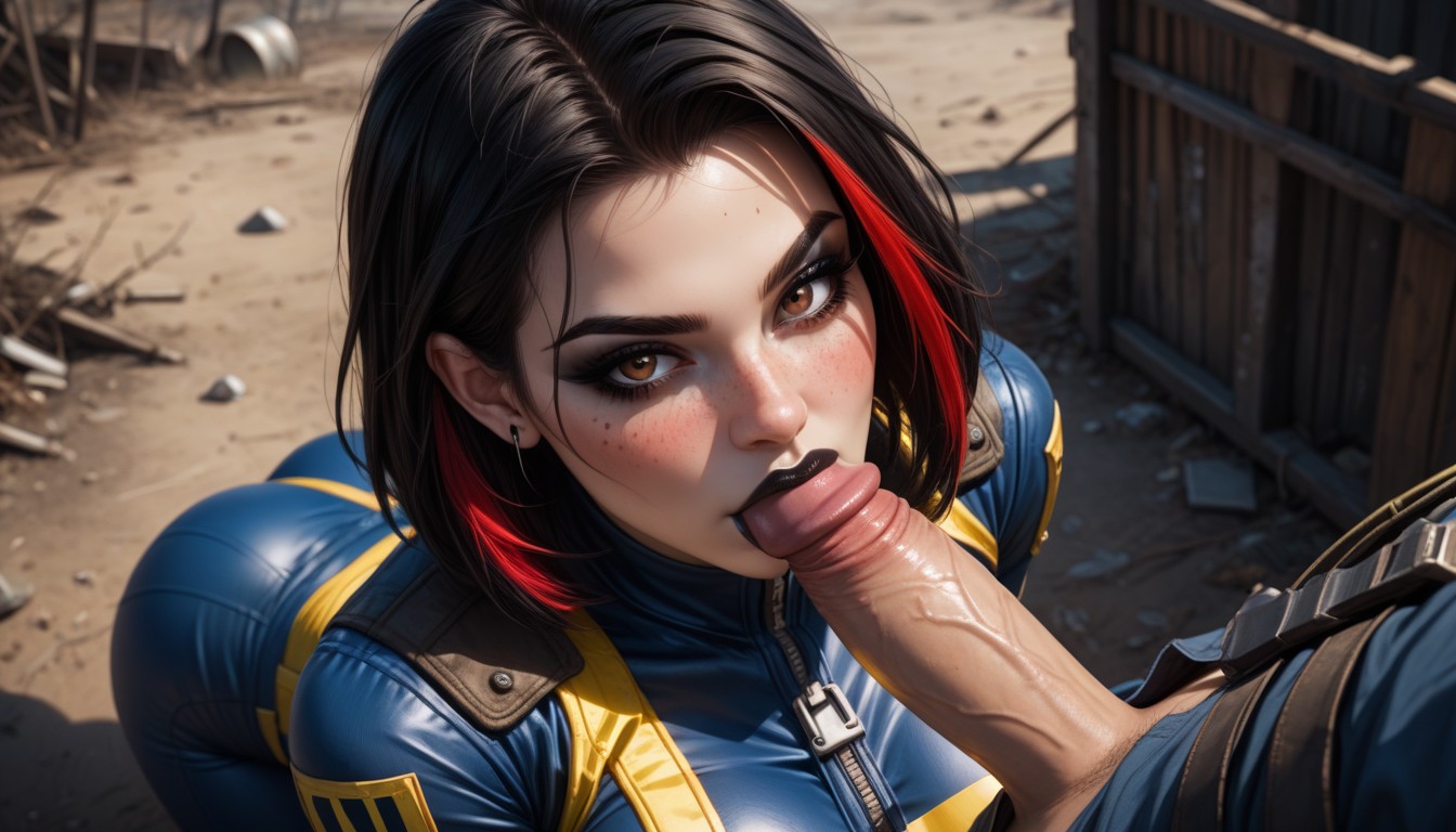 Lewd Shot, Freckles, Side View Hentai AI Porn