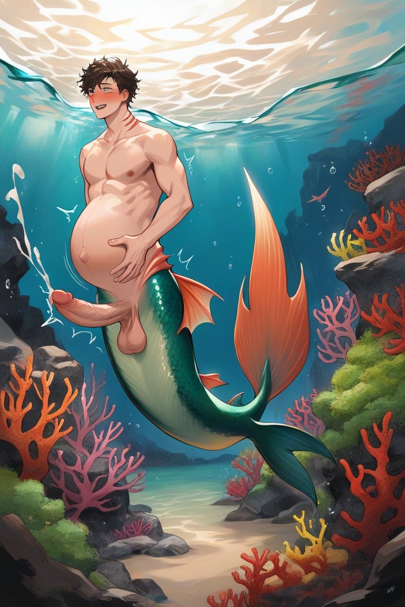 Orgasm Face, Underwater, Gigantic AI Gay Porn