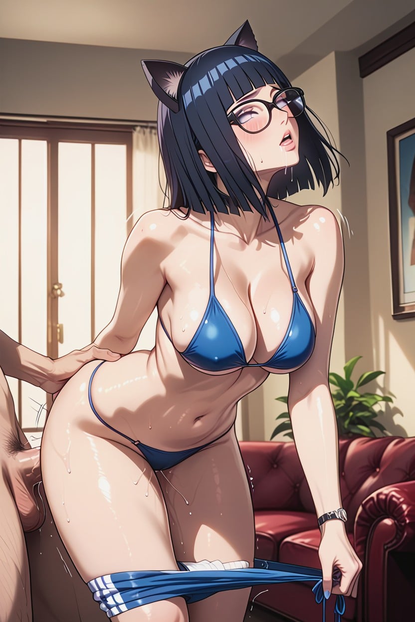 Blushing, Fuck From Behind, Rounded Breast Hentai AI Porn