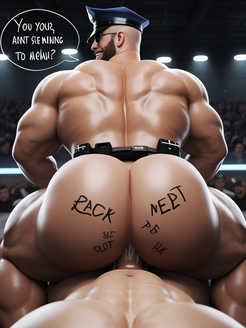 Big Muscular Bubble Butt, Rounded Ass, Dom Bottom AI Gay Porn