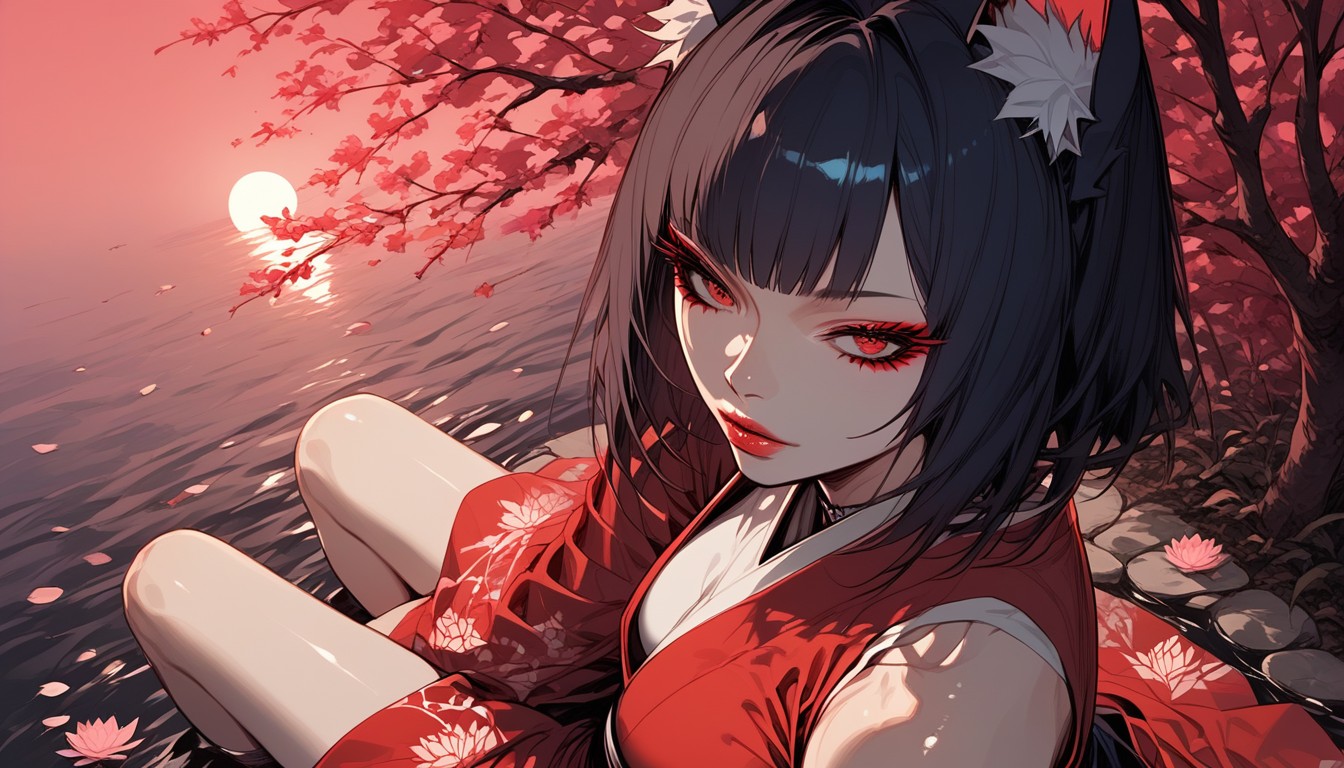 Mascara, Miyabis Fox Ears, Dutch Angle Hentai AI Porn