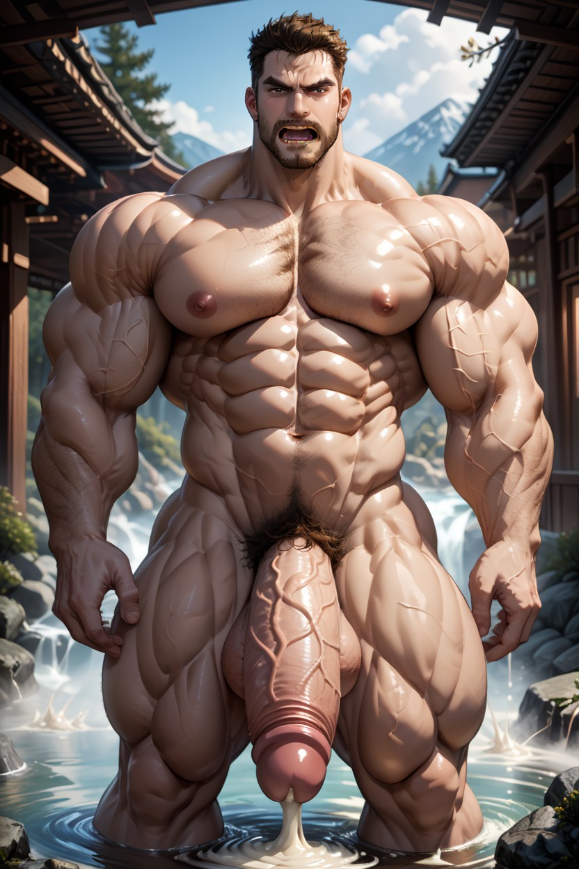 Hyper Muscle, Penis Bigger Than Body, Chest Hair AI Gay Porn