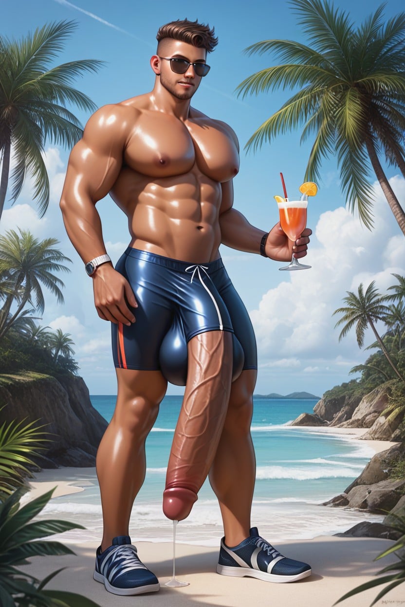 Ultra Detailed, Tropical Park, Jerking Off AI Gay Porn