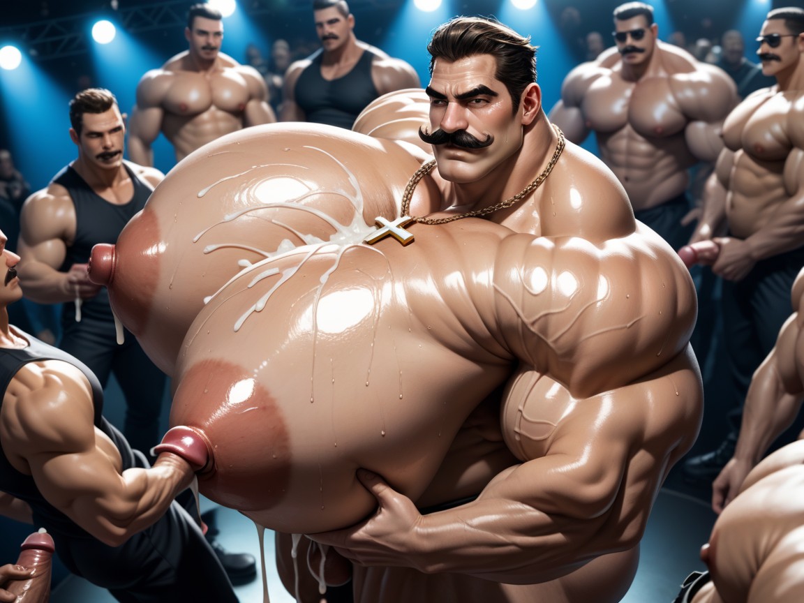 Cum On Face, Hyper Breasts, Hyper Bulky AI Gay Porn