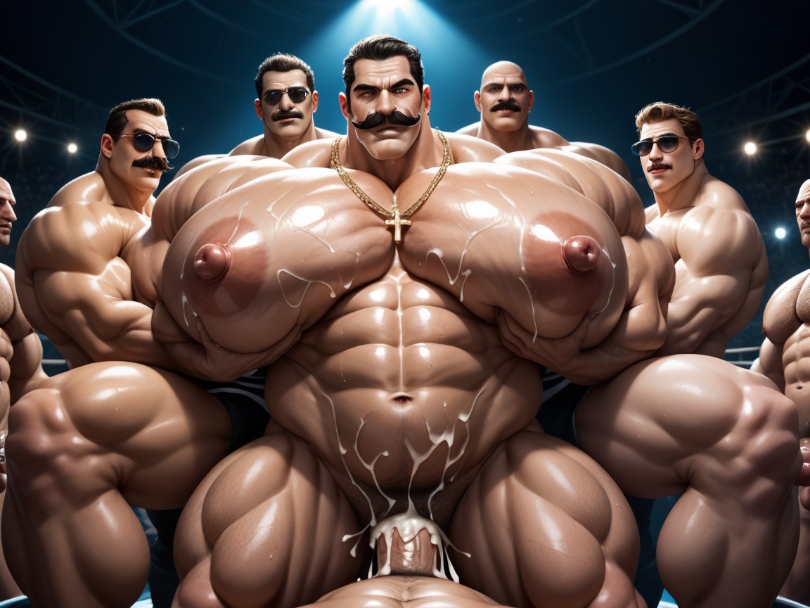 Thick Moustache, Gang Bang, Close Up AI Gay Porn
