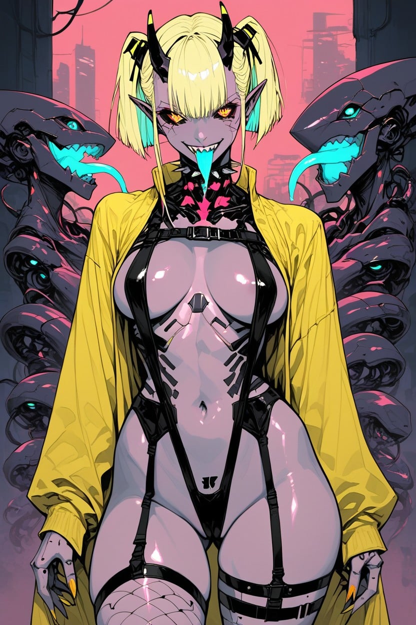 Voluptuous, Black Fishnet Stockings, Very Long Elf Ears Hentai AI Porn