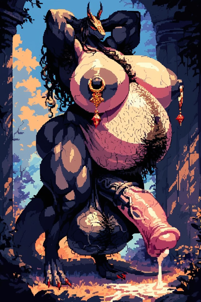 Black Balls, Excessive Cum, Veiny Muscles Furry AI Porn