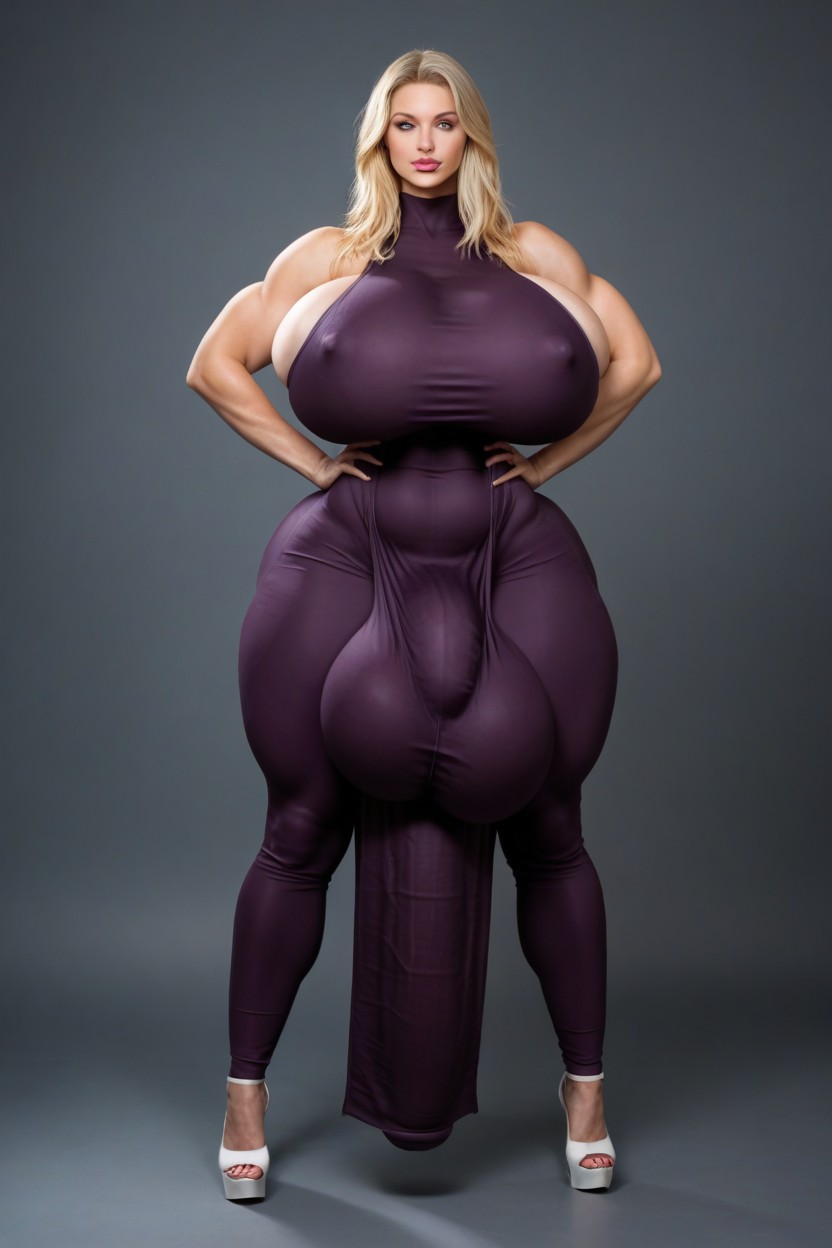 Flaccid Cock, Blonde Hair, Big Cock Bulge Shemale AI Porn