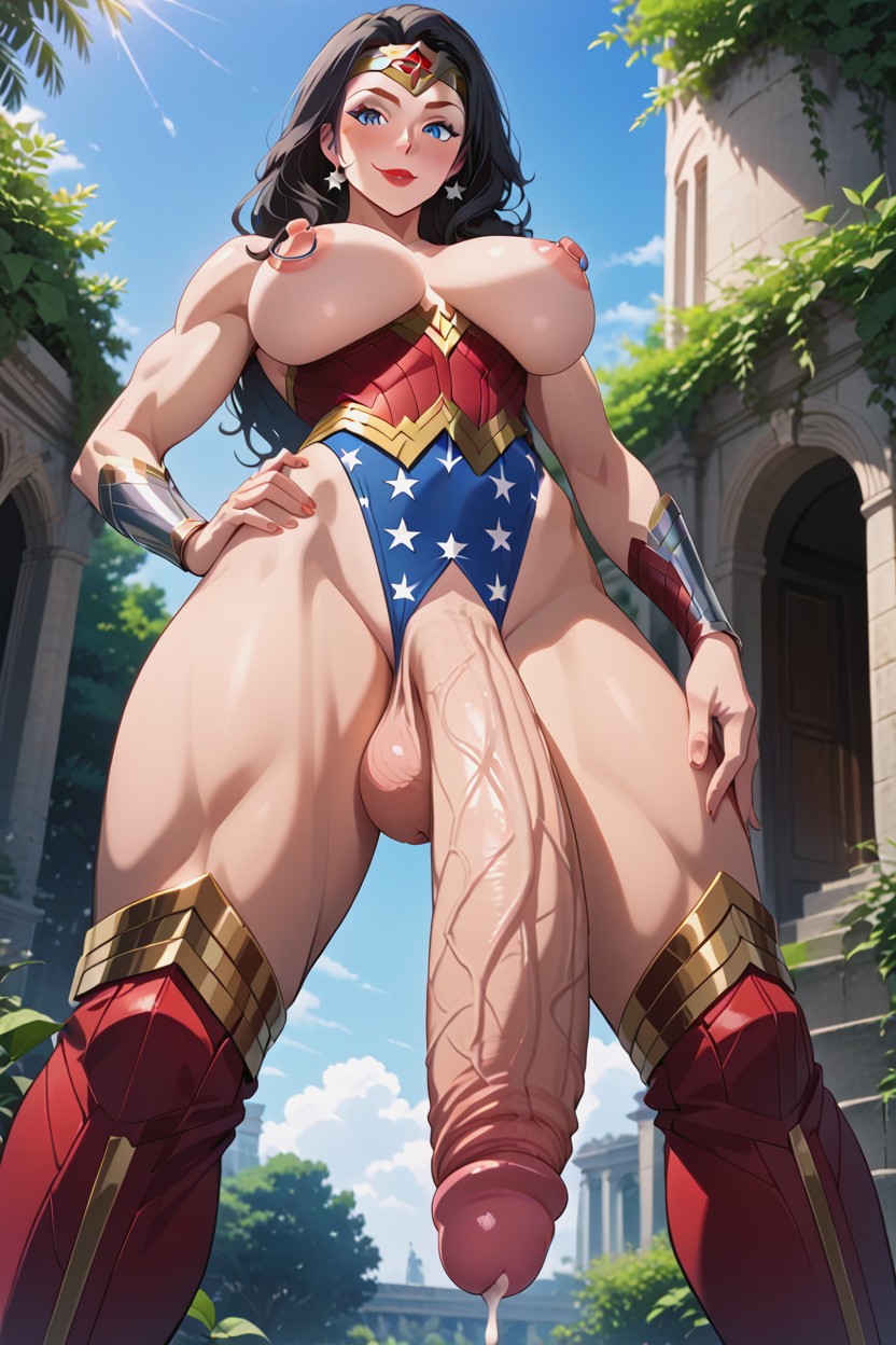 Bottom Up, Red Lips, Long Flaccid Cock Hentai AI Porn