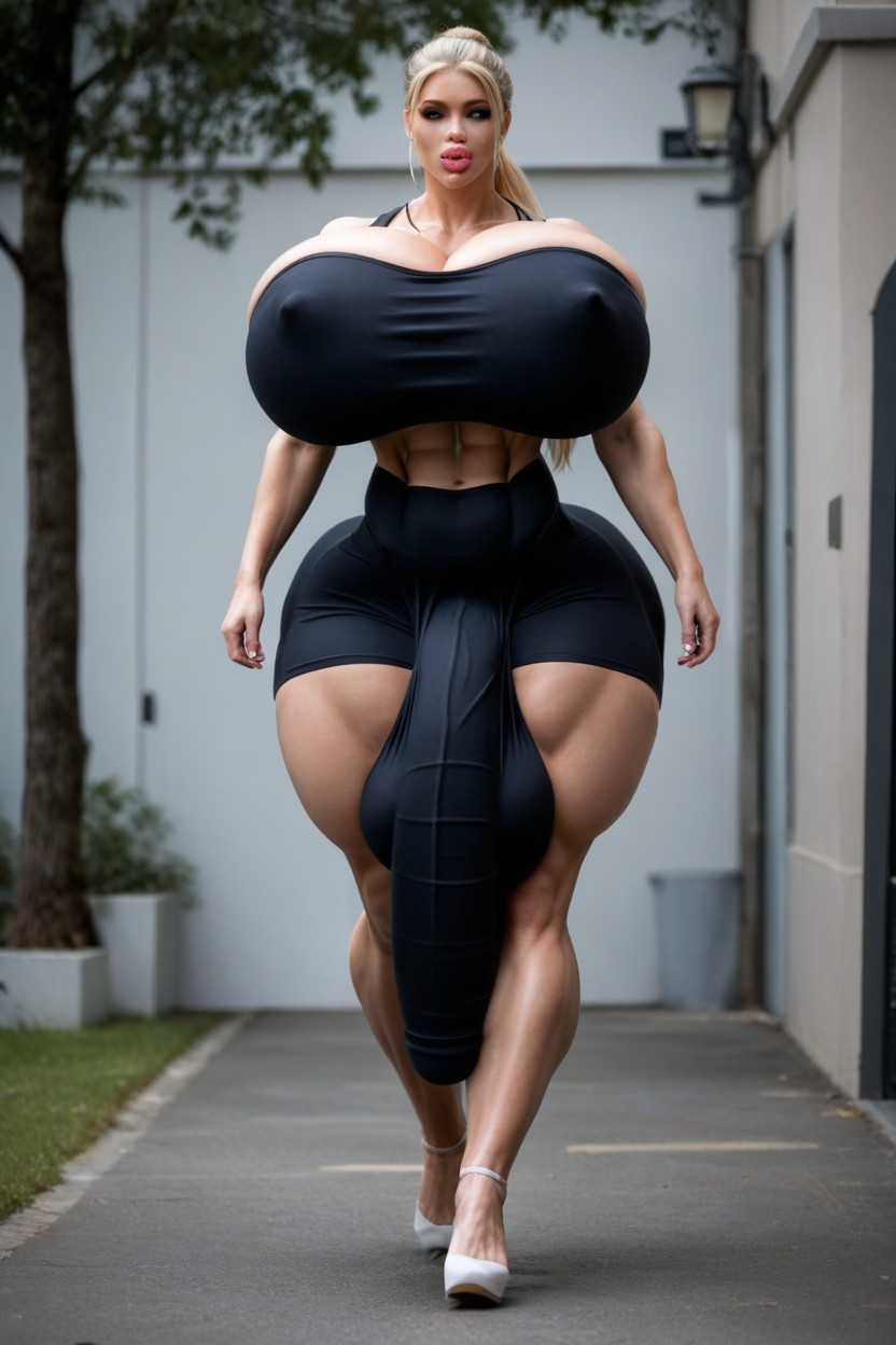 Extremely Large Ass, Massive Hyper Balls, Massive Bulge Shemale AI Porn