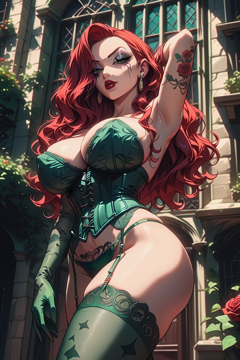 Erect Nipples, Garden, Green Under Bust Corset Hentai AI Porn
