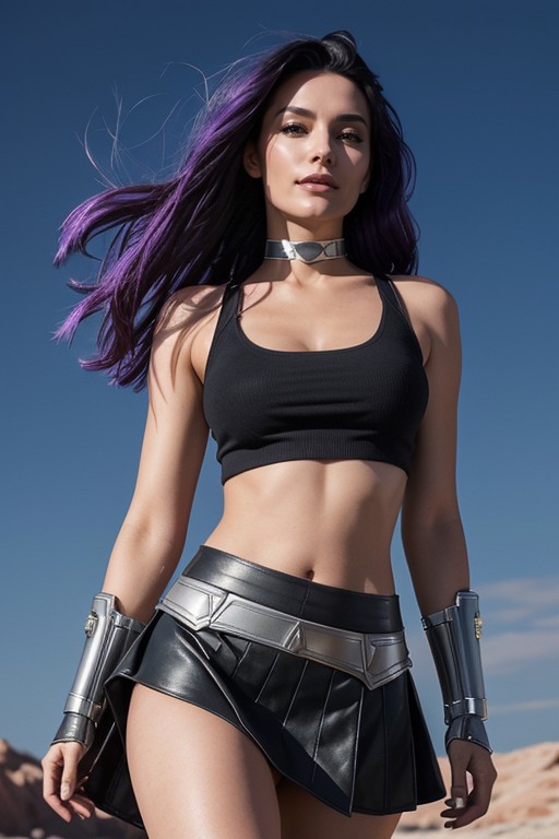 Head To Toe View, Purple Hair, Lifting Skirt AI Porn