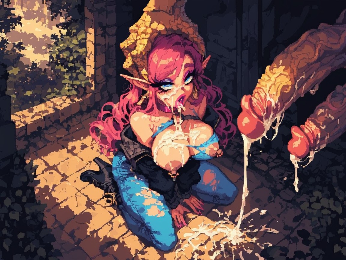 Kneeling, Very Pretty Face, Jerking Off AI Porn
