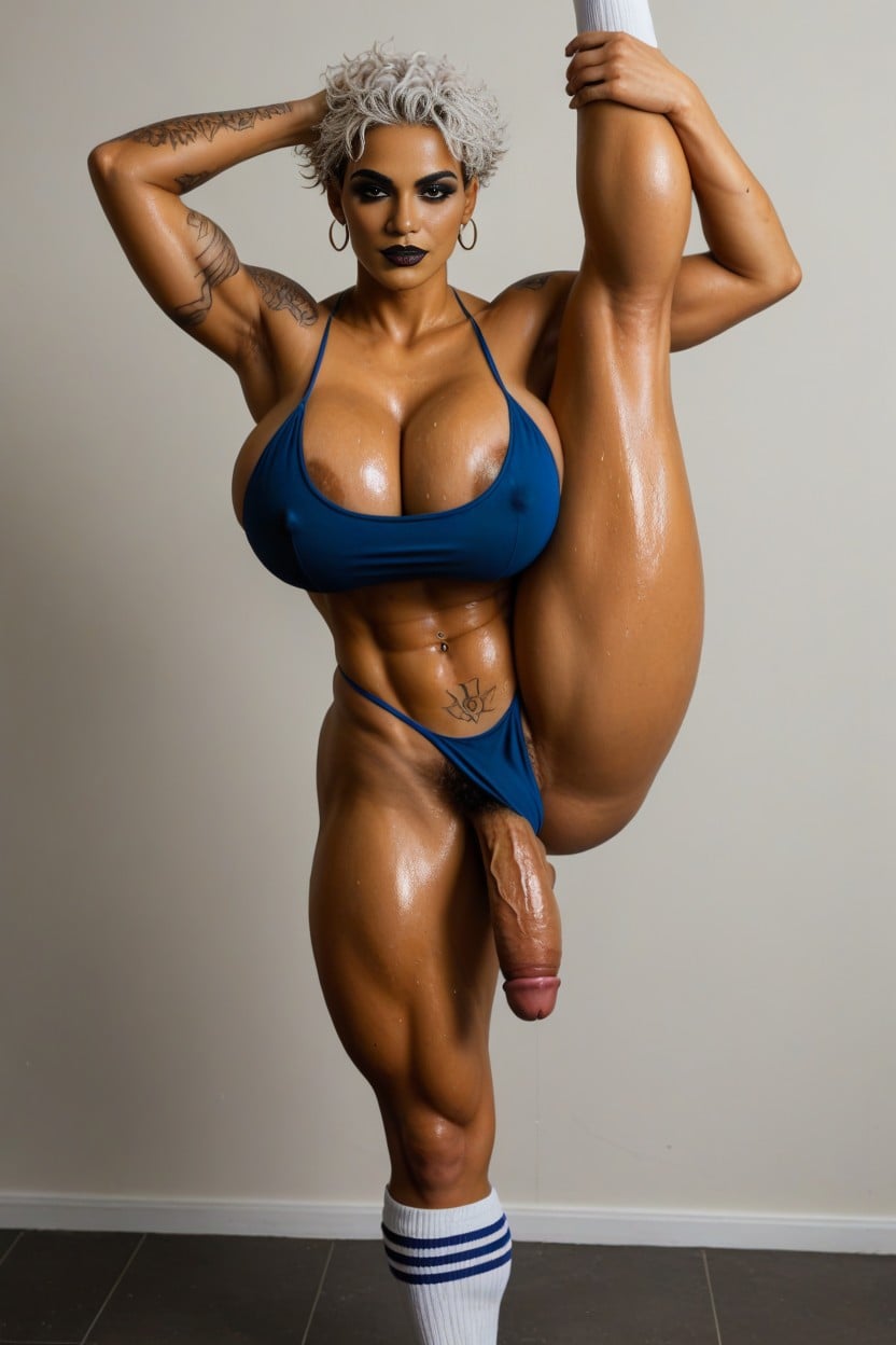Waist, White Hair, Standing Split Shemale AI Porn