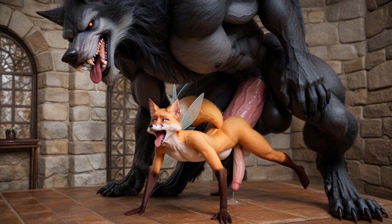 Body Sized Cock, Deep Fox Furry Anal Streched By The Colossal Cock, Cock Anal In Fairy Sized Fox Furry AI Gay Porn