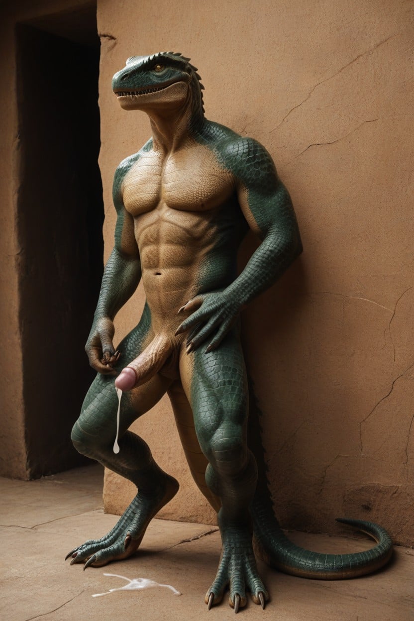 Stroking, Scaly, Bumpy AI Gay Porn