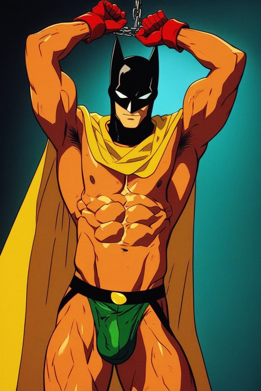 Shaved Chest, Red Gloves, The Hero Looks And Aroused AI Gay Porn