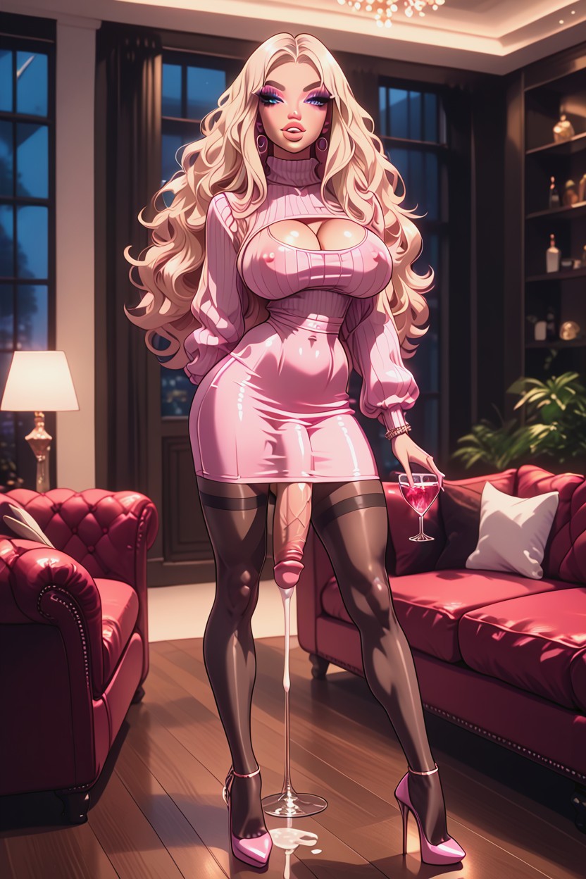 Sexy, Wasp Waist, Sexy Posing Shemale AI Porn