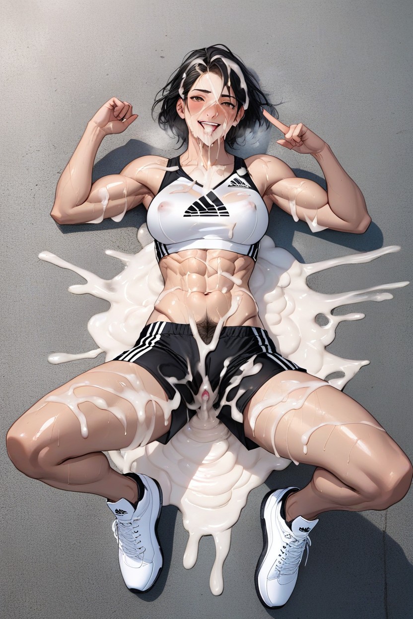 Black Hair, Bukkake, Medium Breast AI Porn