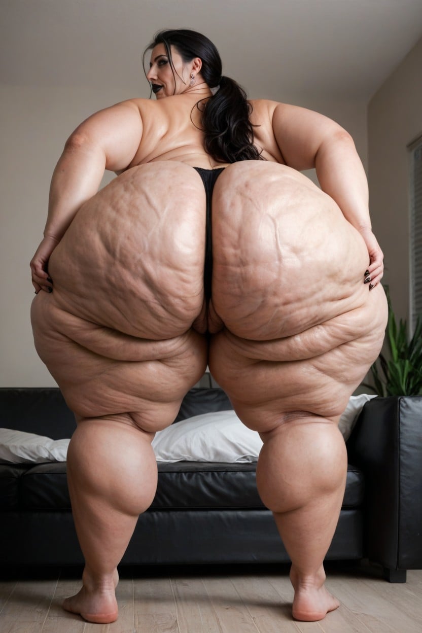 Full Body, Bottom Up, Wrinkled Skin BBW AI Porn