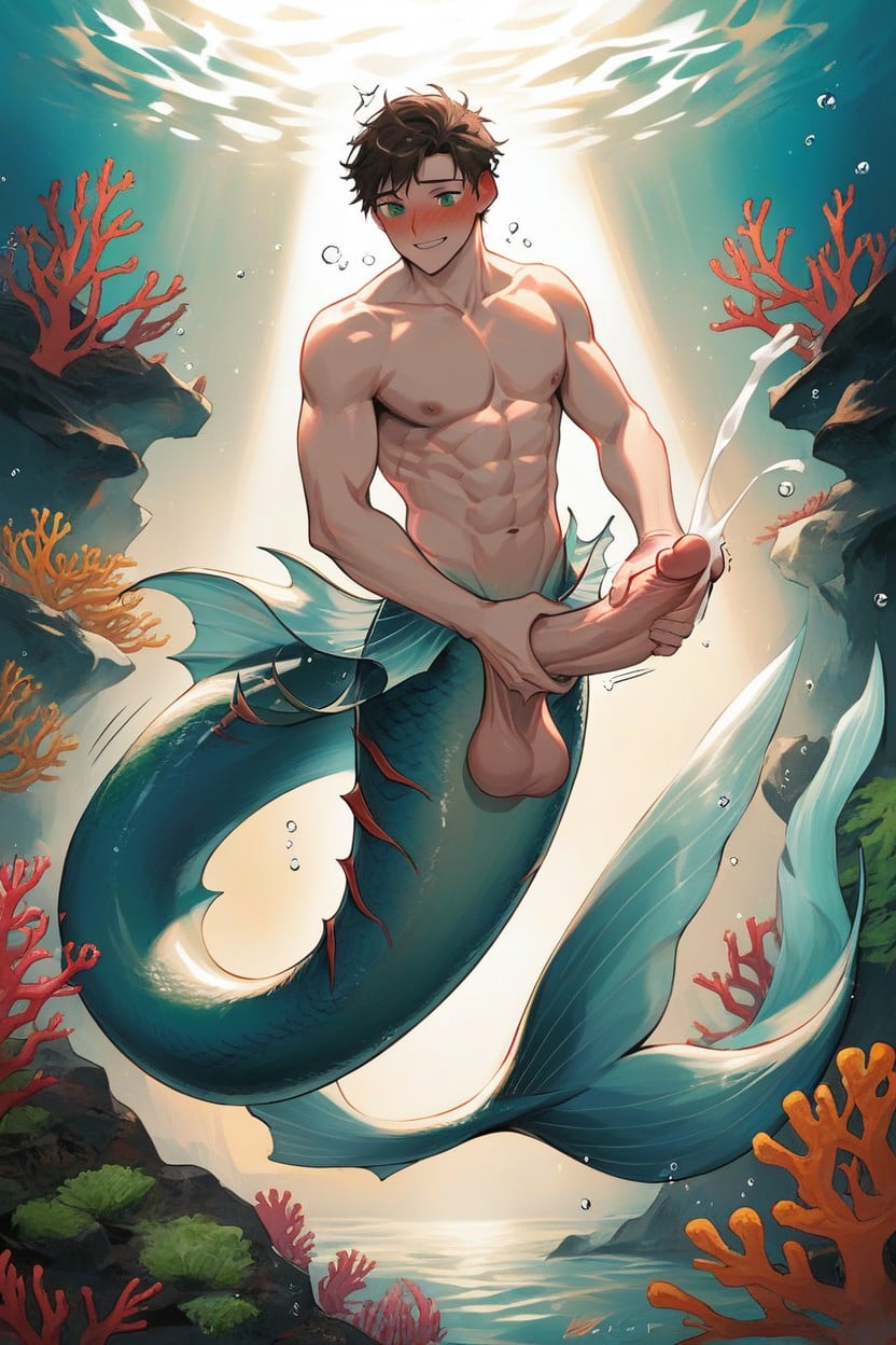 Legless, Fit, Floating On The Water AI Gay Porn