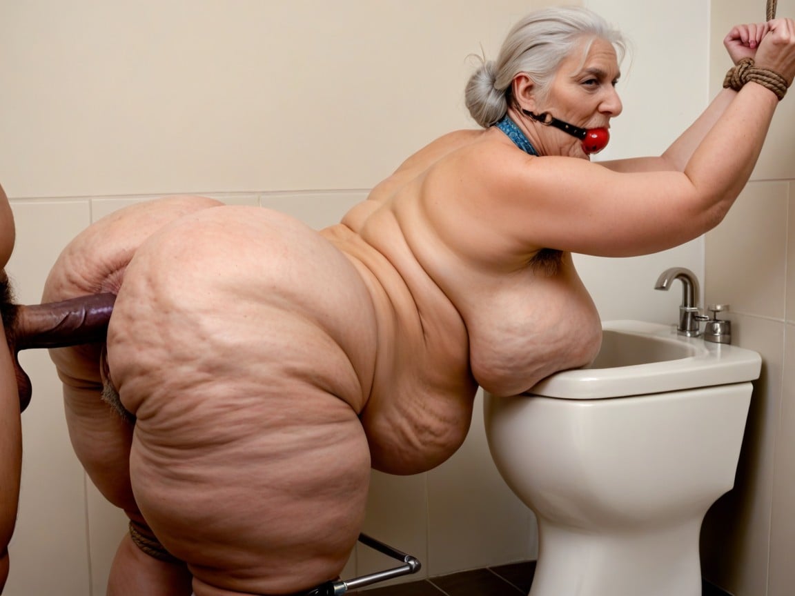 Very Wrinkled Face, Veiny Huge Tits, Cabina De Baño Porno BBW IA