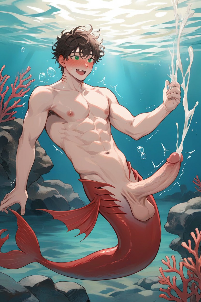 Naked, Floating On The Water, Scales AI Gay Porn