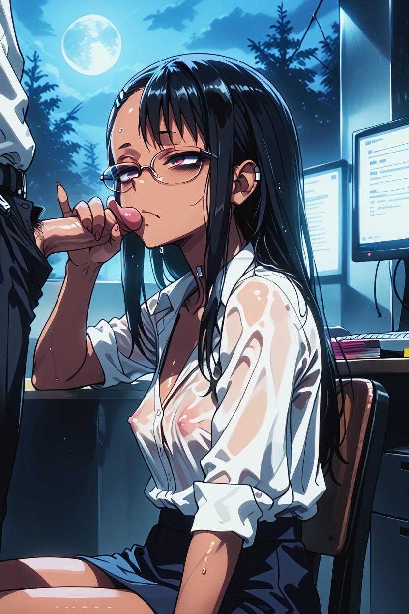 Wet Shirt, Night, Desk Hentai AI Porn