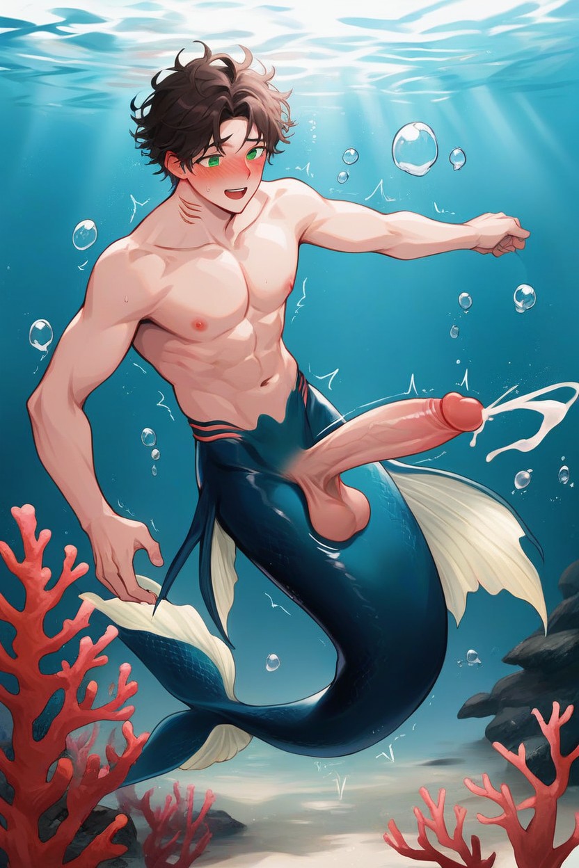 Twitching Penis, Gills, Detailed Eyes AI Gay Porn