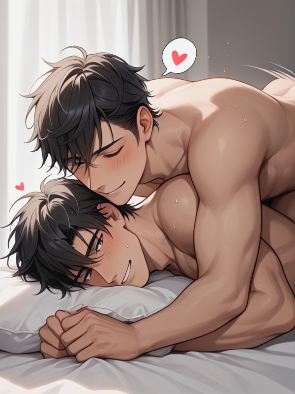 Horny, Blushed, Black Hair AI Gay Porn