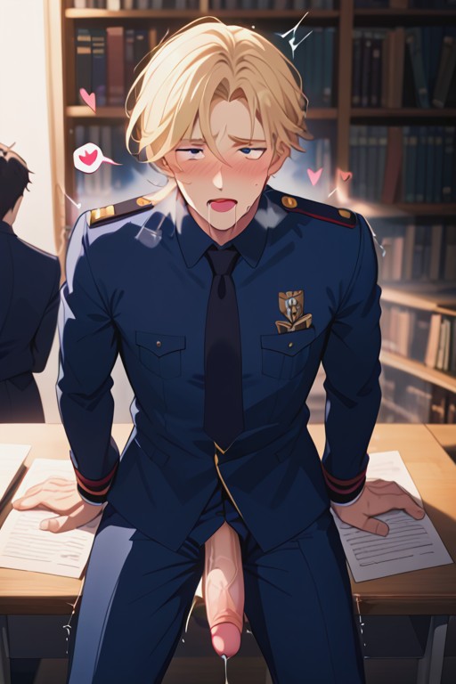 Cross Eyed, Blushed, Library AI Gay Porn
