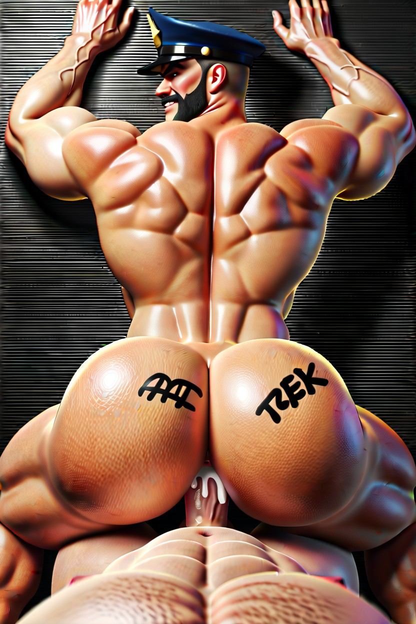 Rear View, Extremely Large Ass, Top Is A White Man AI Gay Porn