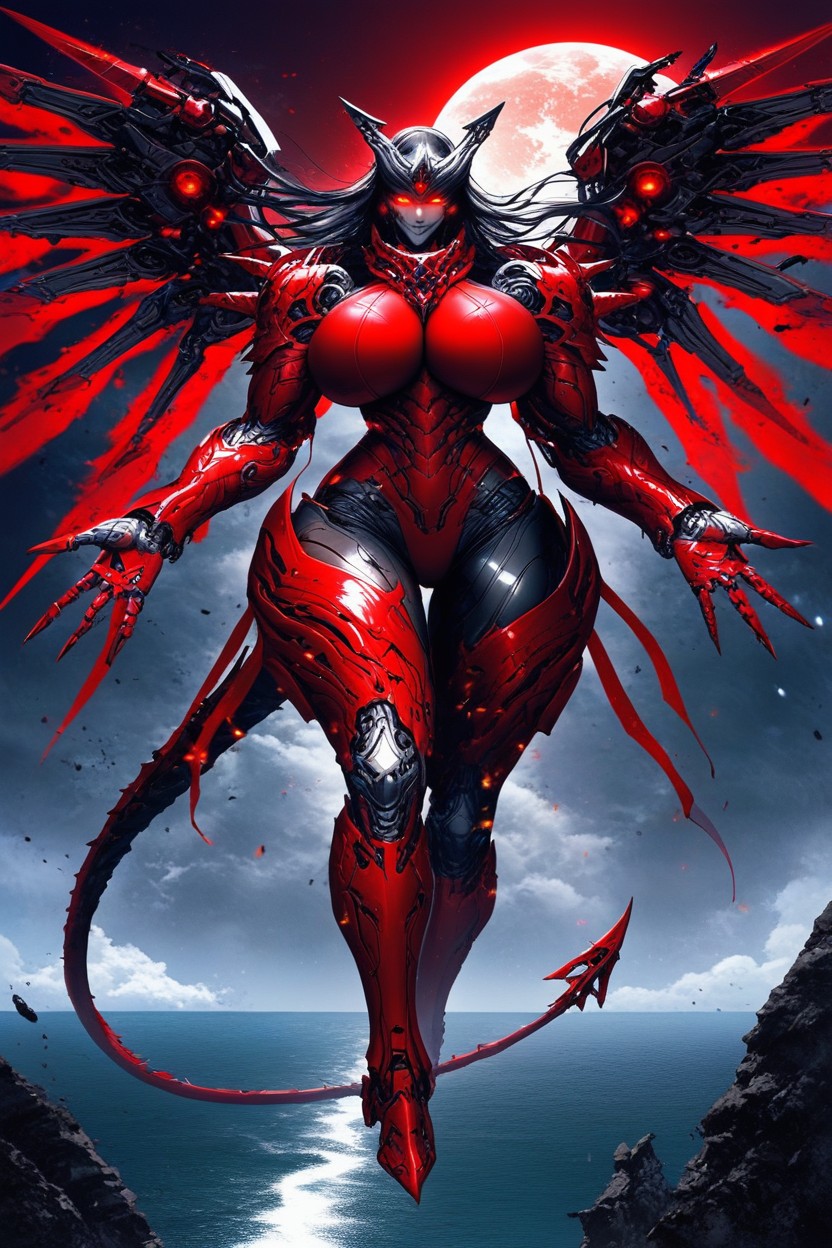 Dark Blue Sea, Huge Mech Claws For Hands, Black Clouds Hentai AI Porn