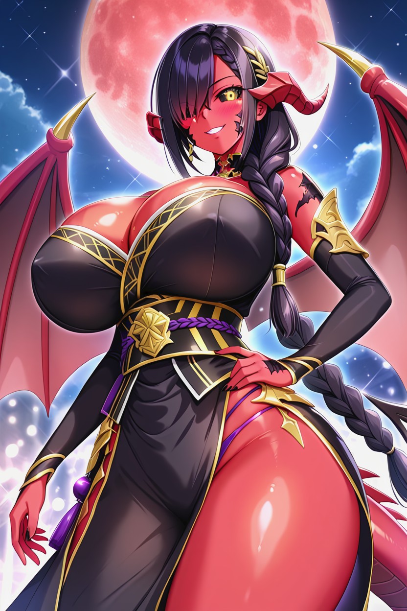 Glowing Sith Eyes, "seong Mi Na From Soul Calibur", Perfect Body Hentai AI Porn