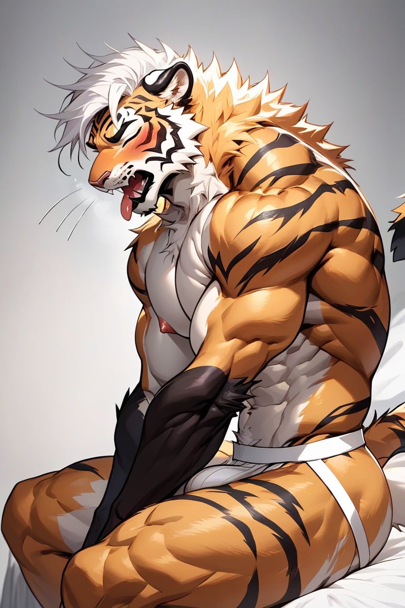 Tired, Wasp Waist, White Background Furry AI Porn