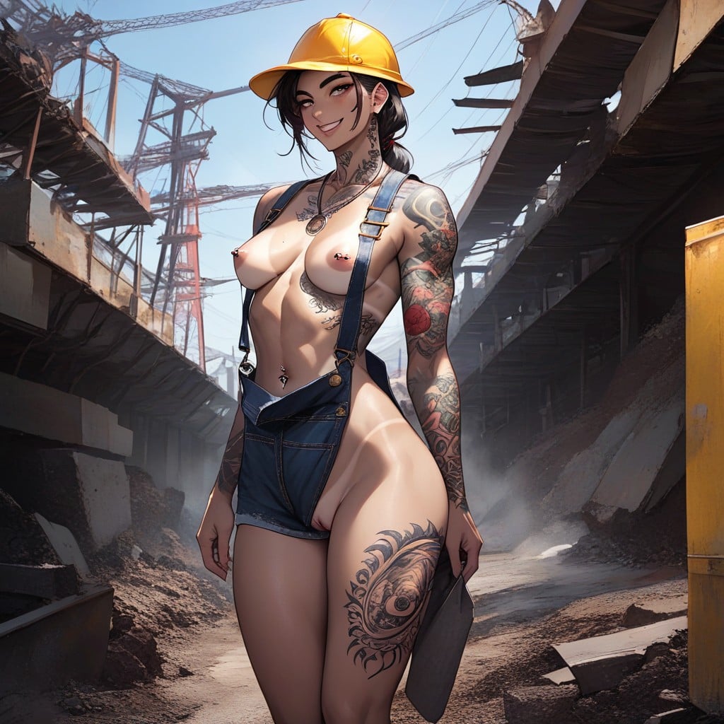 Classic Anime Style, Back Covered In Tattoos, Pierced Nipples Hentai AI Porn