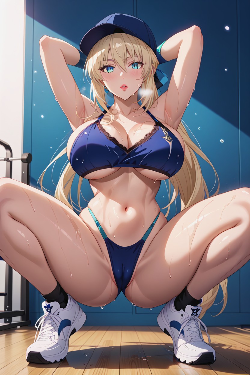 Mirrored Walls, Oiled Skin, Squatting Hentai AI Porn