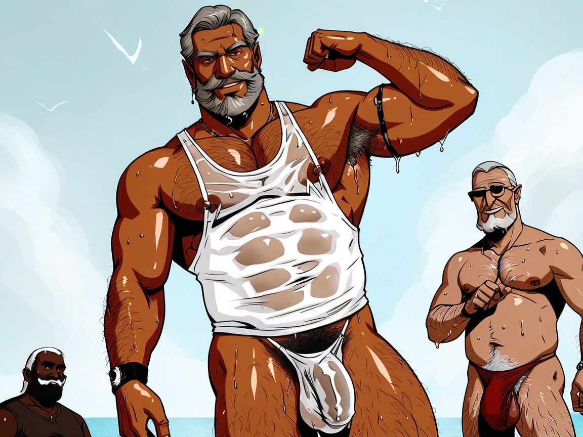 Solo, Grey Pubic Hair, Standing AI Gay Porn