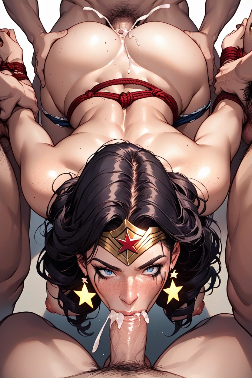Kneeling, Show Pussy, Panties With Stars AI Porn