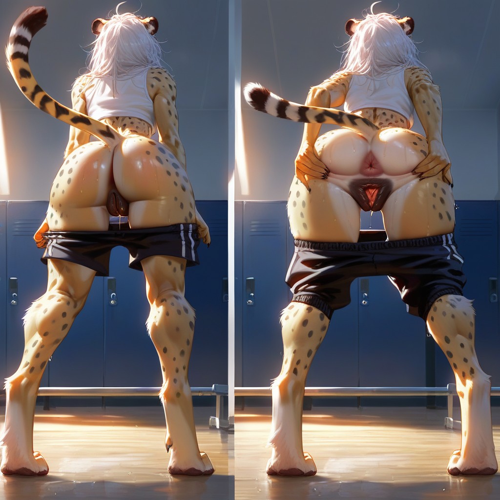 Gym, Rear View, Detailed Face Furry AI Porn