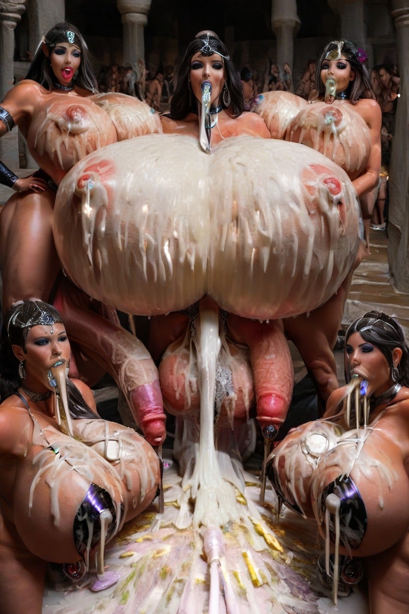 Harem, Cum Overed Thigh, Full Lips Shemale AI Porn
