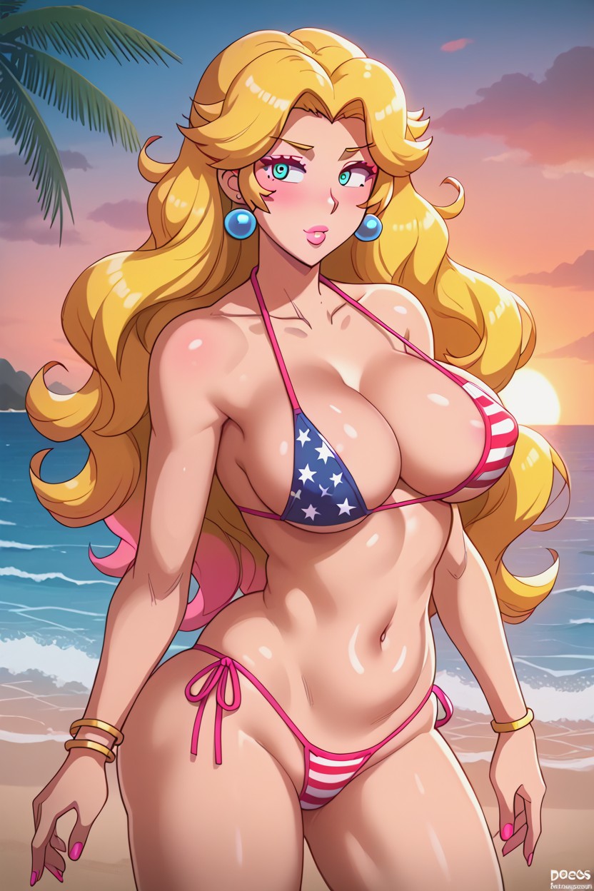 Puffy Lips, Pink Lipstick, Turquoise Eyes Hentai AI Porn