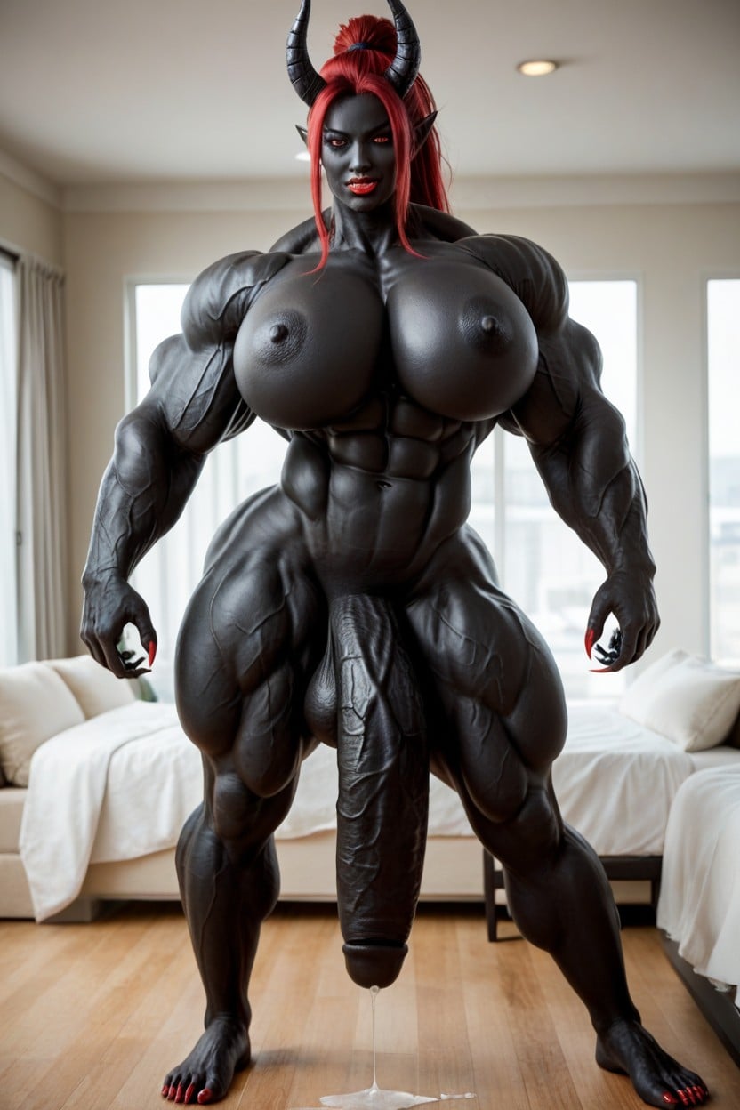Full Body View, Nude, Thick Thighs Shemale AI Porn
