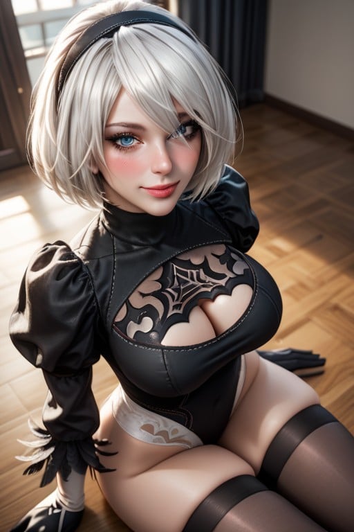 Black Suit, Embarrassed , Blue Eyes Hentai AI Porn