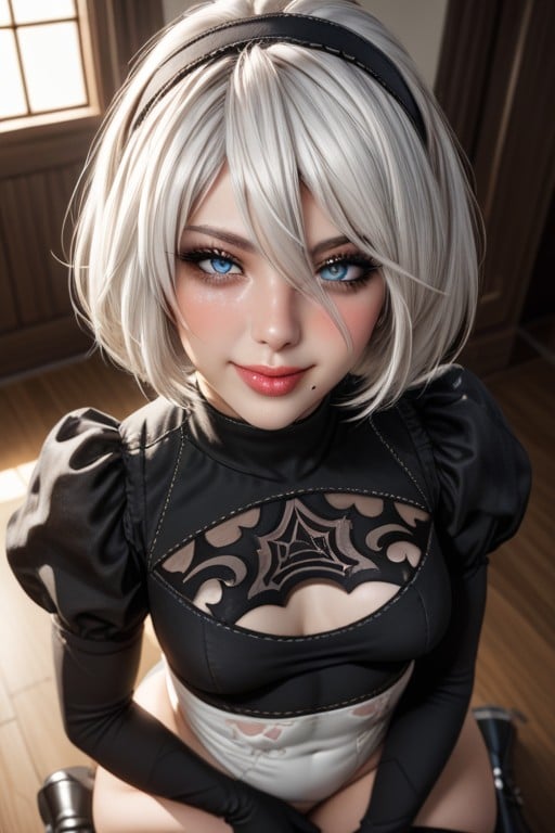 B Brom Nier Automata, Blush, Kneeling Hentai AI Porn
